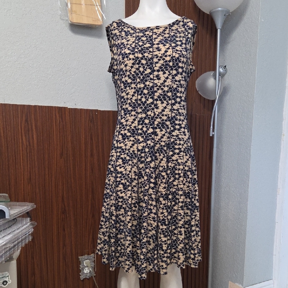 Haani Sleeveless Maxi Dress PM Black & Beige Pattern with Pinched Waist [1206]